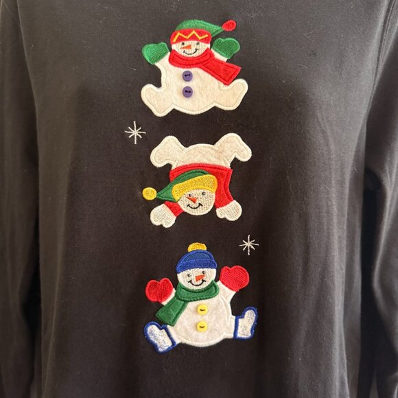 Festive Snowman Embroidered Christmas Top | Mercer Street PXL - Picture 5 of 10